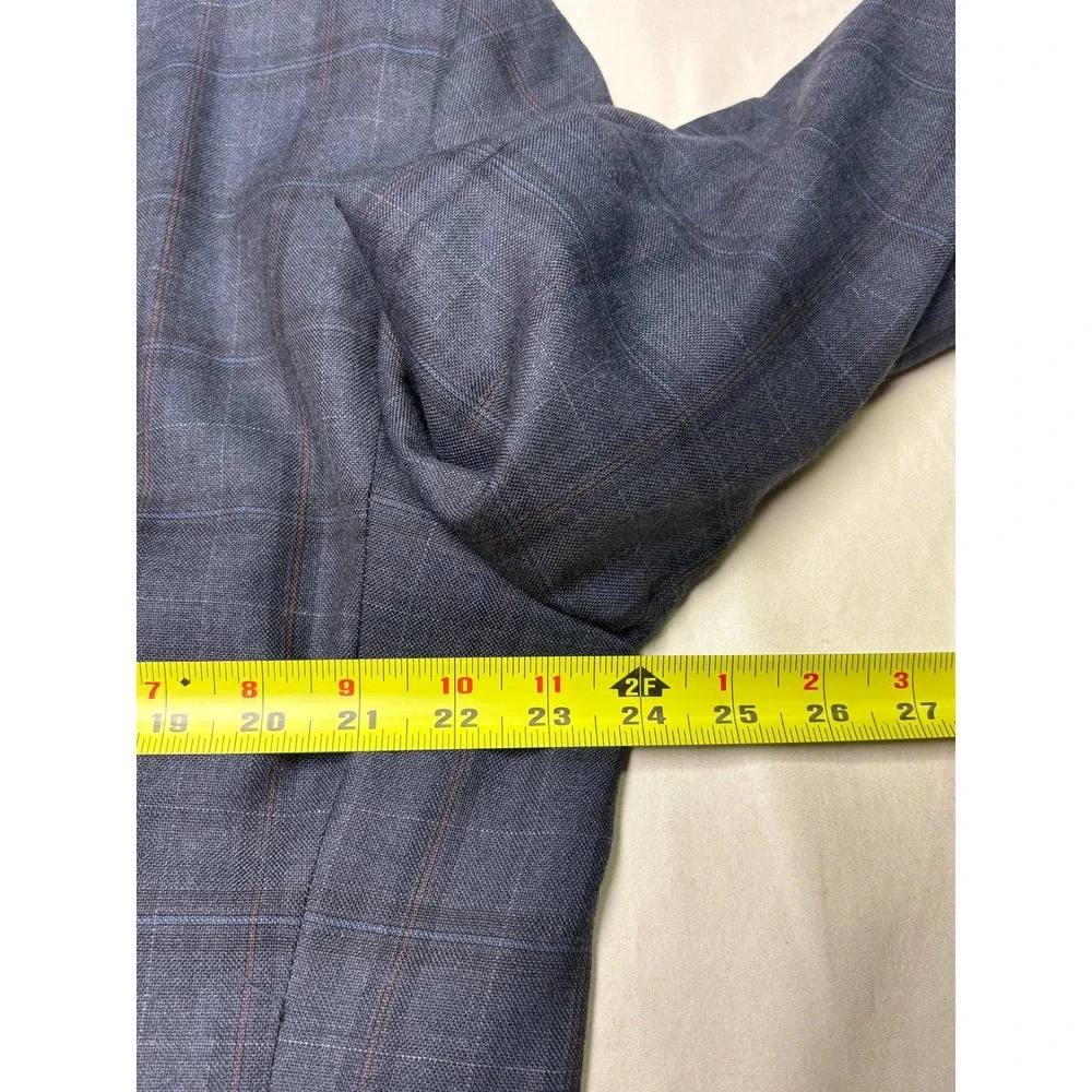 Jos A Bank Signature Collection‎ Gray Plaid 100% Wool Blazer Sport Coat Mens 46R